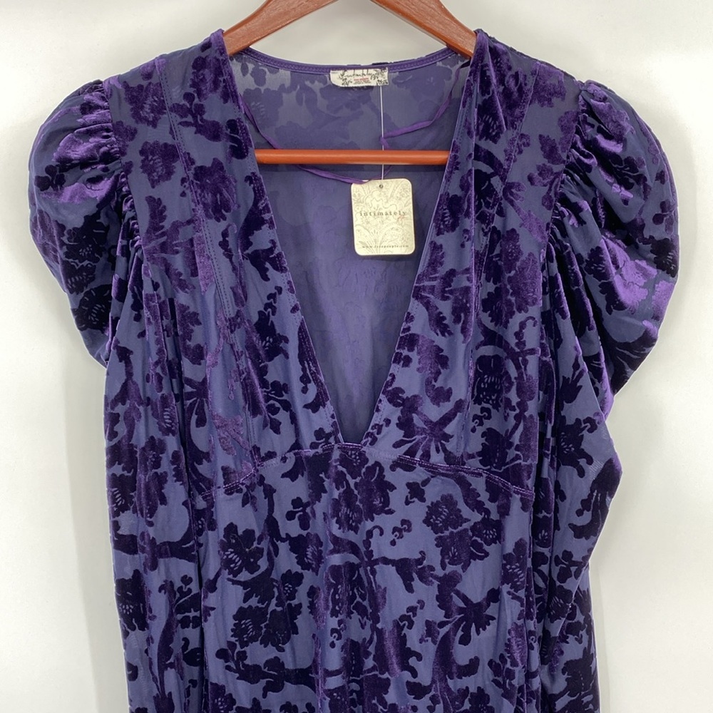 Intimately Free People Magic Hour Bodysuit Women Size XS Purple Velvet Puff‎ - Picture 3 of 16